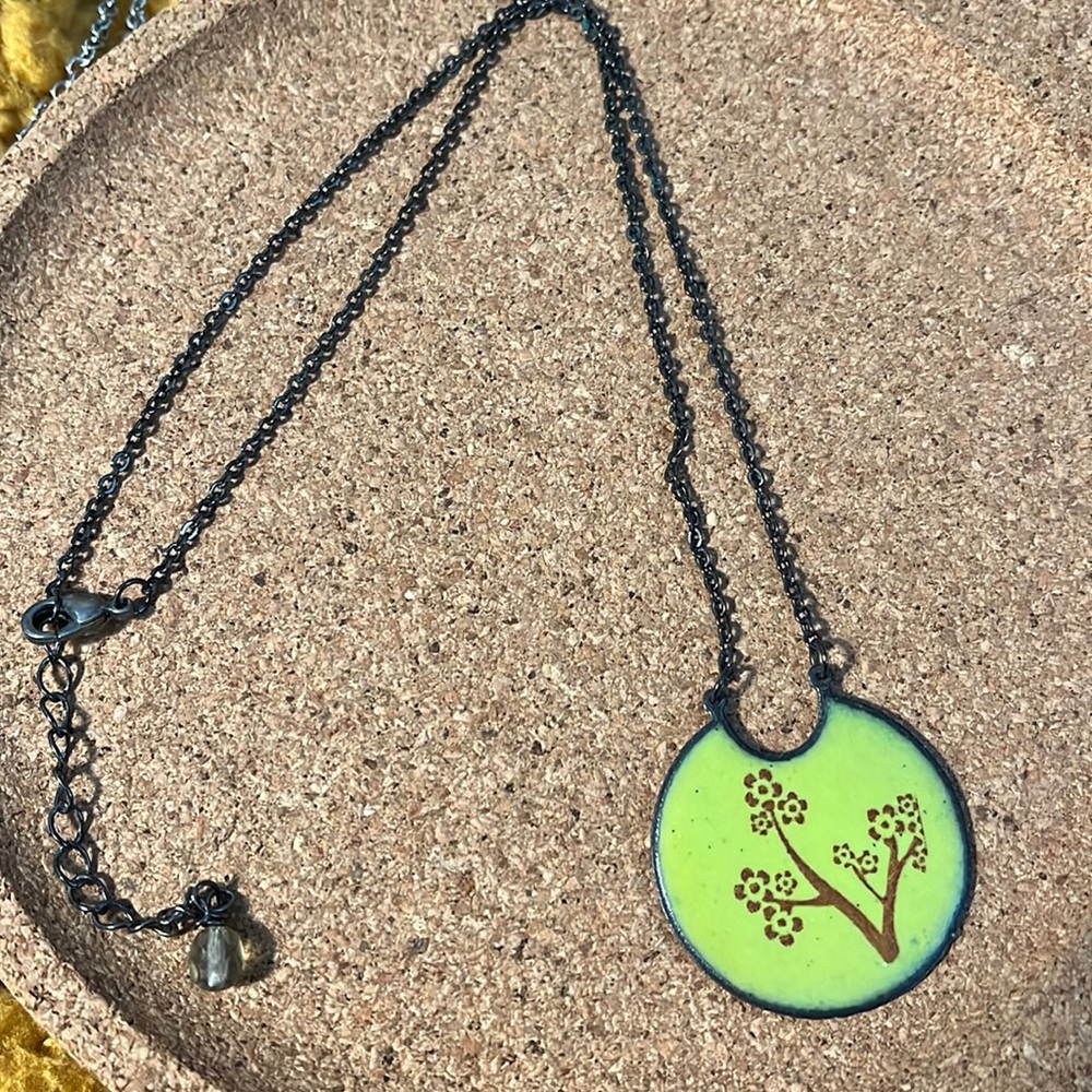 Cute green brown tree necklace adjustable girls women